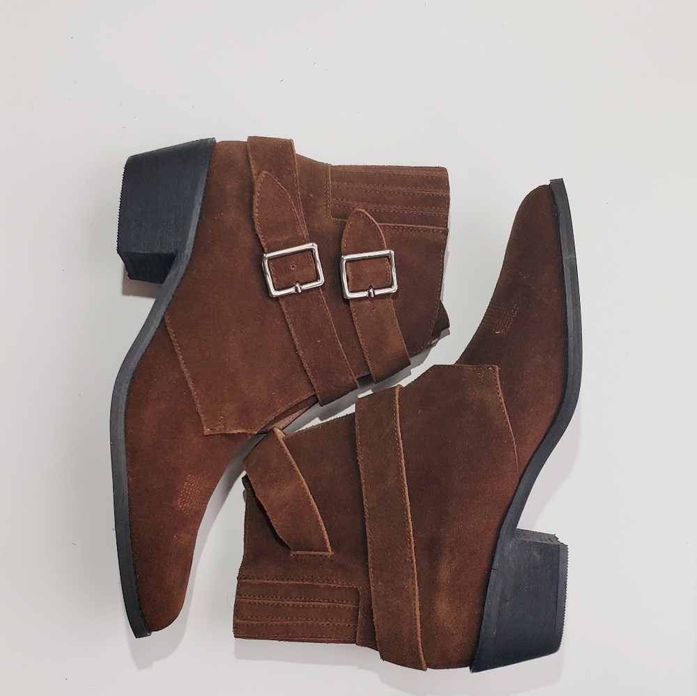 Suede Booties with Buckles, Anthropologie